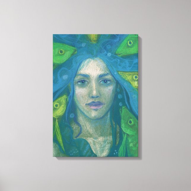 Susurro, Sirena Pescado Surreal Fantasía Arte Pint (Anverso)