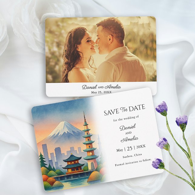 Suzhou, China tema de viajes Guardar tarjeta de fe (Suzhou, China Travel Theme Save the Date Card)