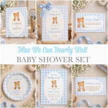 We Can Bearly Wait Blue Baby Shower Collection