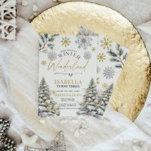 Gold Winter Wonderland Birthday Collection
