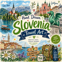 Hand Drawn Slovenia Travel Art