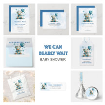 We Can Bearly Wait Baby Blue Teddy Bear