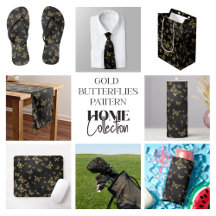 Glam gold butterflies pattern on black