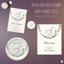WOODLAND WHITE BUNNY BABY SHOWER SUITE- 1643