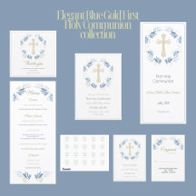 Elegant Blue Gold First Holy Communion