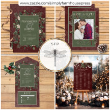 Rustic Winter Berries & Pine Burgundy Wedding