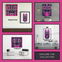 Purple Tongue Out Tribal Mask Wall Art 