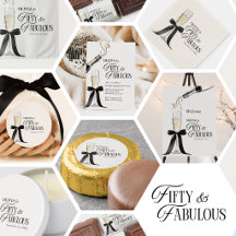 Fifty & Fabulous Chic Champagne Bow 50th Birthday