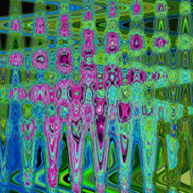 Hot Pink and Blue Groovy Abstract Retro Waves