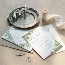 Eucalyptus Green Watercolor & Gold Wedding