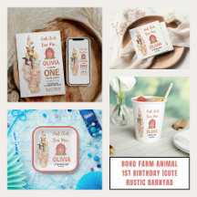 Boho Farm Animal 1st Birthday Party Collection