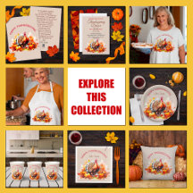 Watercolor Turkey and Pumpkins Thanksgiving