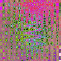 Wavy Abstract Green and Red Retro Mosaic Zigzags