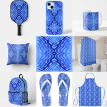 Reflective Blue Waves Modern Abstract Design Art 