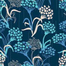Stylized Hydrangea Floral Pattern Elegant Blue