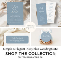 Elegant Dusty Blue Calligraphy Script Wedding
