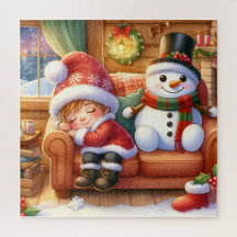 Cute Snowman And Friends Jigsaw Puzzles