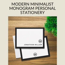 Modern Minimalist Monogram Personal Stationery
