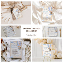 A Bear's Adventure in a Blue Hot Air Balloon