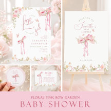 pink Floral Bow Elegant Flower Girl baby shower 