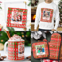 Festive Retro Red Green Christmas Photo Collection