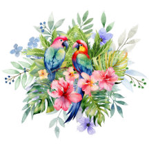 Tropical Birds In Tropical Paradise