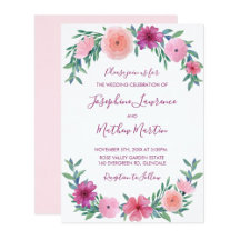 Pink Watercolor Flowers Wedding Collection