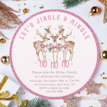 Christmas Reindeer Pink Glitter