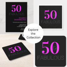 50 and fabulous party Neon Hot Pink Black Party