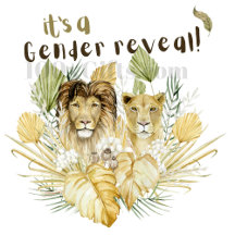 Safari Lions GENDER REVEAL Invitations