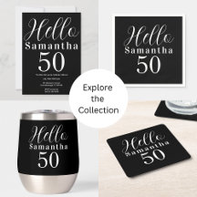 50th Birthday Hello 50 Black White Party Supplies