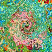 Retro Groovy Abstract Colorful Rainbow Swirl