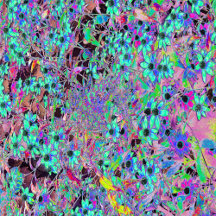 Purple Garden with Psychedelic Aquamarine Flowers