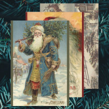 Vintage Christmas Santa Claus Wrapping Paper Sheet