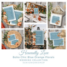 Heavenly Love - Boho Chic  Blue Orange Floral