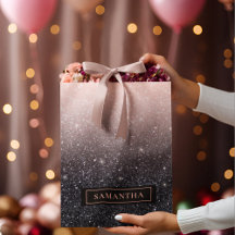 Modern Black & Pink Glitter Sparkles Name