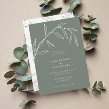 Modern Minimal Ink Leaves Wedding Collection