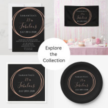 70 and Fabulous Birthday Party Black Rose Gold