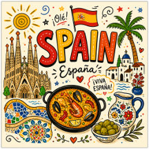 Hand Drawn Spain Travel Art