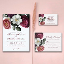 Burgundy Blush Floral Roses Botanical