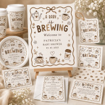 Whimsical Baby is Brewing Coffee Baby Shower Set