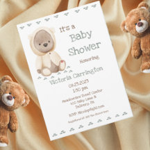 Brown Teddy Bear Minimalistic Watercolor