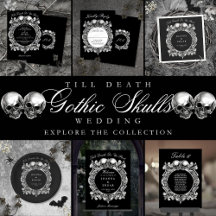 Till Death Gothic Skulls Monogram Wedding Suite