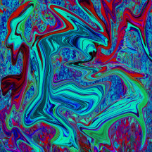 Groovy Abstract Retro Art in Blue and Red