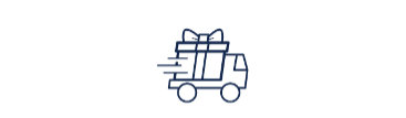 An illustration of a delivery truck carrying a wrapped package, representing the ease of shipping internationally with Zazzle.