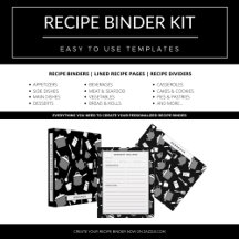 Recipe Binder Kit   Black & White Kitchen Utensils