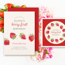 Watercolor Berry First Birthday