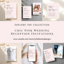 Chic Pink Wedding Reception Invitations
