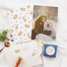 Joyful Flourish Modern Minimal Photo Christmas