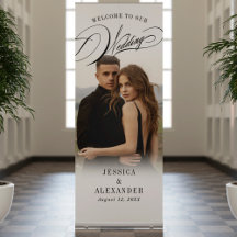 Elegant Calligraphy Retractable Wedding Banners